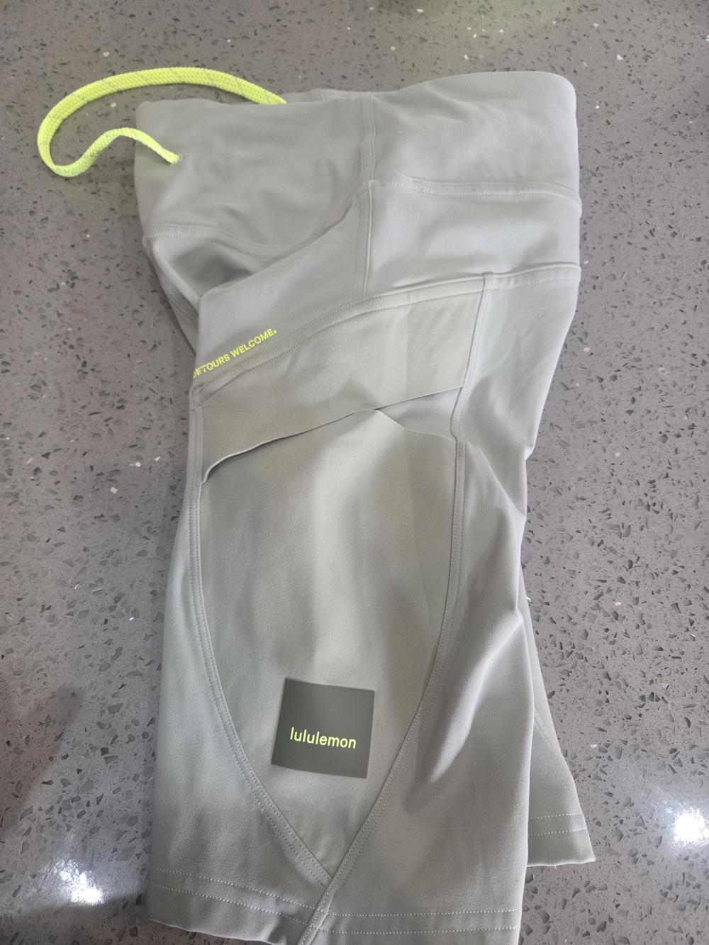 Lululemon Light Green Biker Leggings with Neon Drawstring